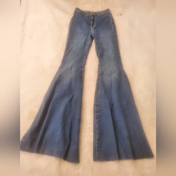 New Free People Float On Flare Wide Flare High Rise Jeans Size 26 - Picture 4 of 14